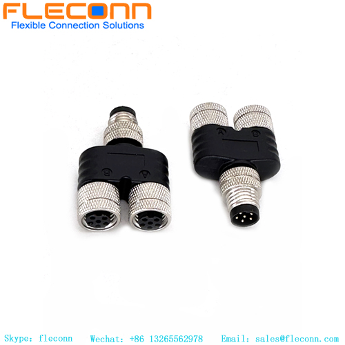 IP67 IP68 T-Coupler M12 a-coded 2xmale, 1xfemale