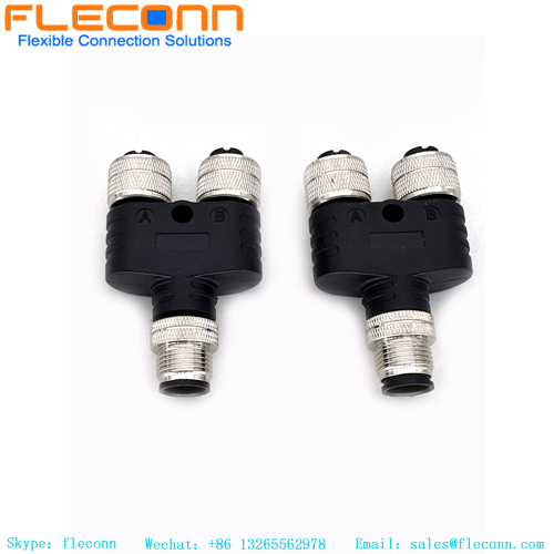 Y Type 8pin M12 Connector Male to Females Splitter Connector