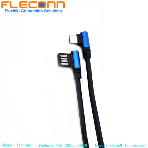 L-Shaped 90 Degree Double-Sided To Type-C Cable