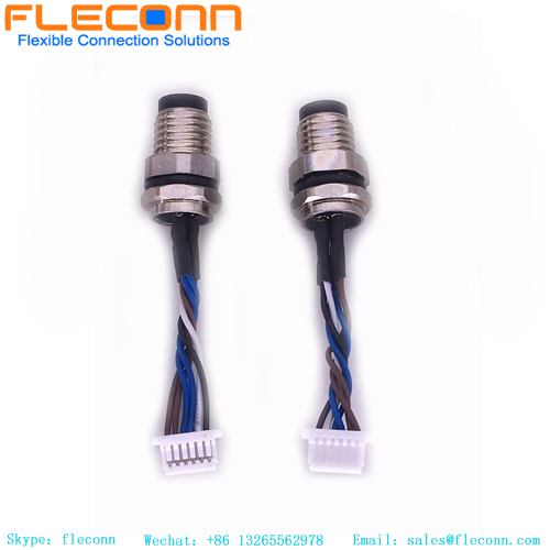 M8 A Coding 6pin Male Rear Fastened Panel Mount Connector Cable