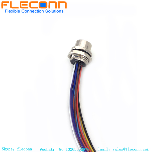 Conector de montaje en panel frontal M12 de 12 pines con cable