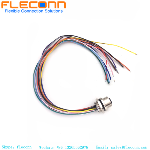 Conector de montaje en panel frontal M12 de 12 pines con cable
