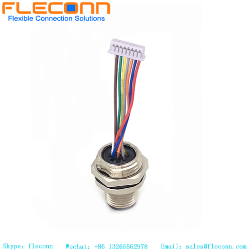 M12 8 Pos Panel Mount Connector Cable
