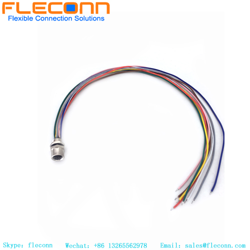 M12 8 Pos Female Panel Mount Connector Wire Harness