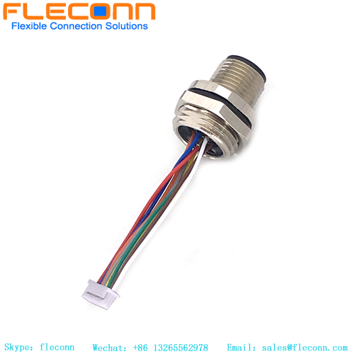 Conector de montaje en panel frontal M12 de 8 pines con cable