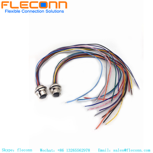 M12 12 Pin Panel Mount Connector Wire Harness