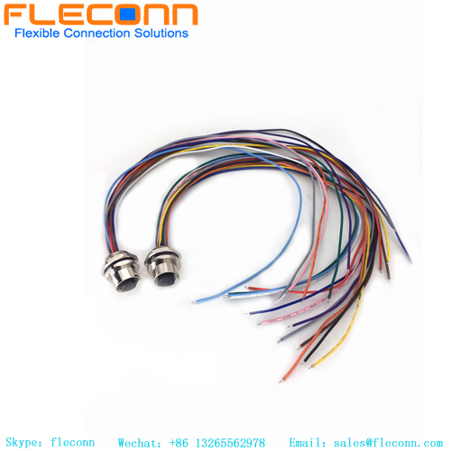 Conector de montaje en panel frontal M12 de 12 pines con cable
