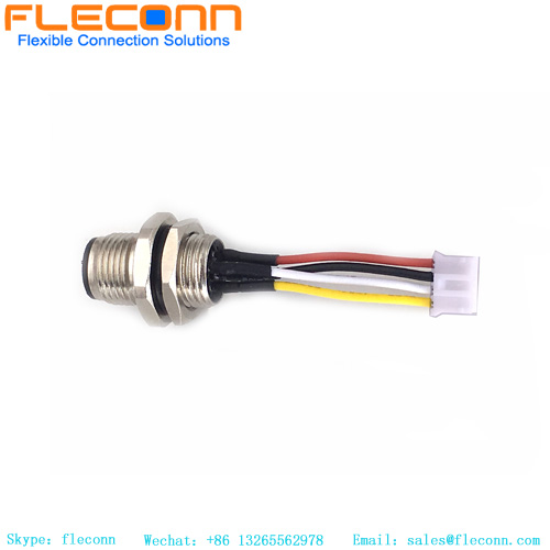 M12 A-Coded 4 Pin Rear Fastened Connector With JST Connector Cable