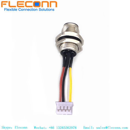 Conector macho de montaje frontal M12 de 4 pines al cable conector de la serie JST