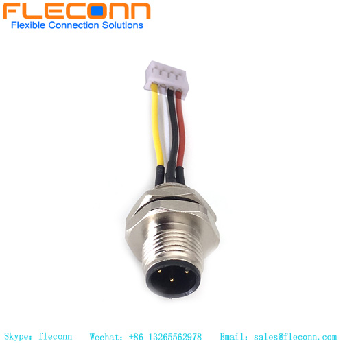 Conector macho de montaje frontal M12 de 4 pines al cable conector de la serie JST