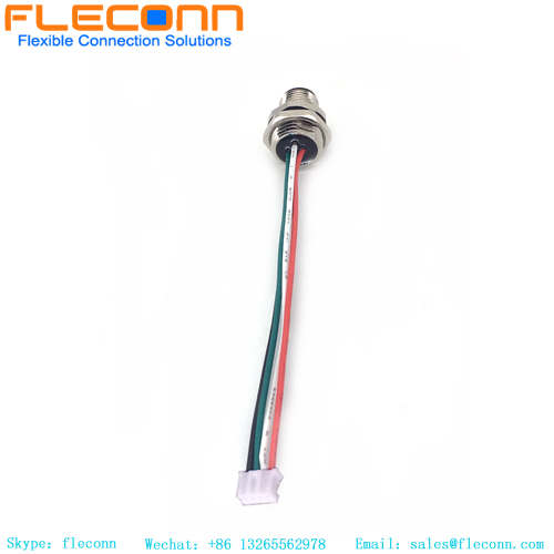 Conector macho de montaje frontal M12 de 4 pines con código A y coletas de 24 AWG