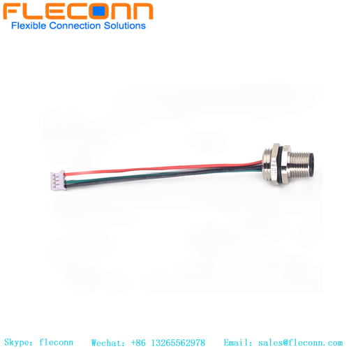 M12 4 Pin Male Rear Fastening Connector With JST Connector Cable