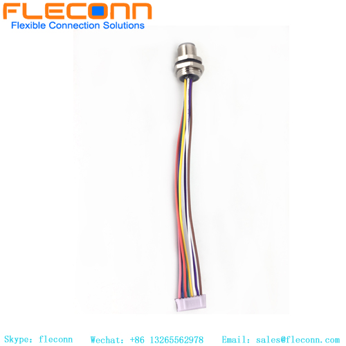 M12 A Coding 8 Pin Circular Male With Cable M12 Panel Mount Connector