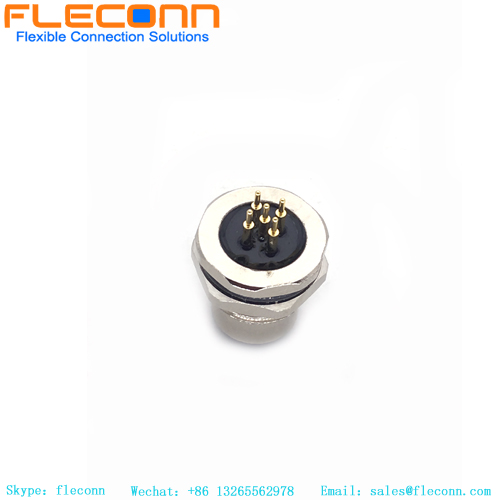 M12 5 Pin Rear Mount Connector With PCB Contacts
