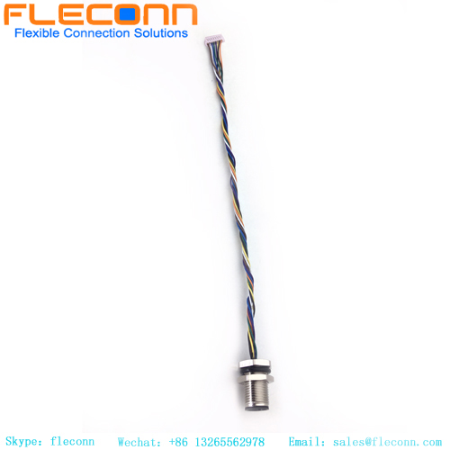 M12 8 Pin Rear Mount Connector With Molex 510210800 Wire Harness