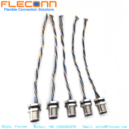 M12 8 Pos Male Panel Mount Connector Cable