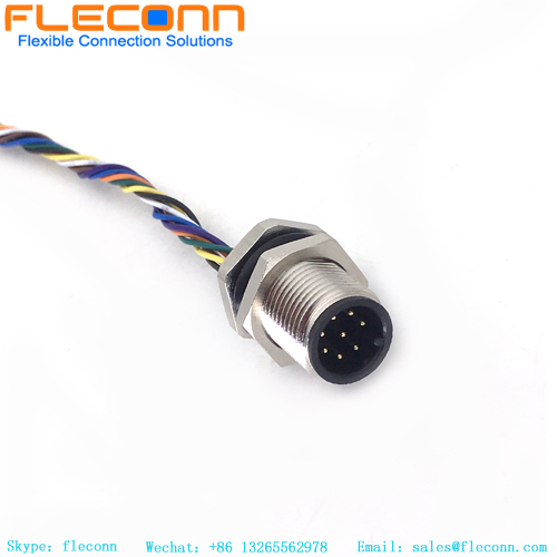 M12 8 Pole Front Fastened Connector With Molex Connector Cable