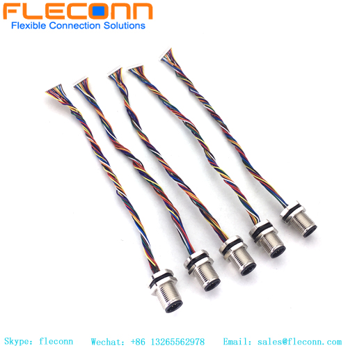 Conector masculino del soporte del panel del Pin M12 12 con el arnés de cables del conector Molex 510211200