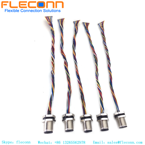 Conector masculino del soporte del panel del Pin M12 12 con el arnés de cables del conector Molex 510211200