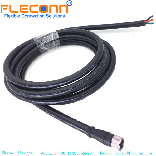 Conector de código M12 K 4+PE Cable conector moldeado hembra
