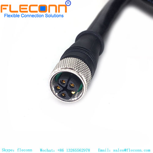 M12 5 Pin（4+PE）Female Power Connector Cable