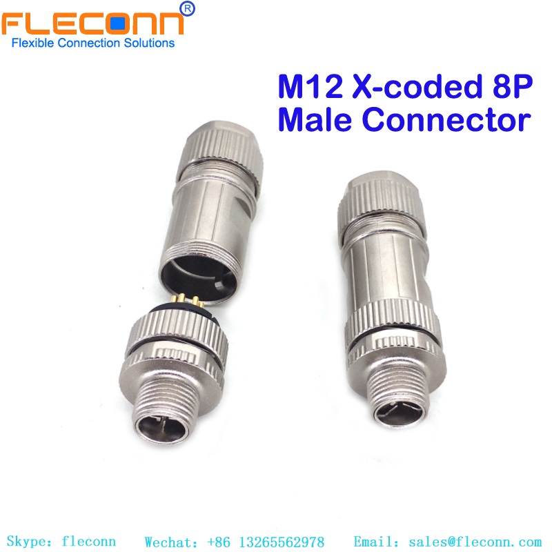 M12 X-coded 8 Pin Male Connector