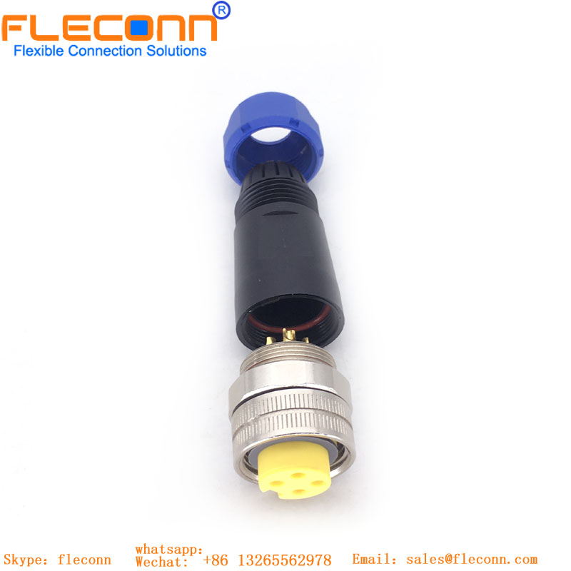 Conector de blindaje metálico circular M12 de 17 pines