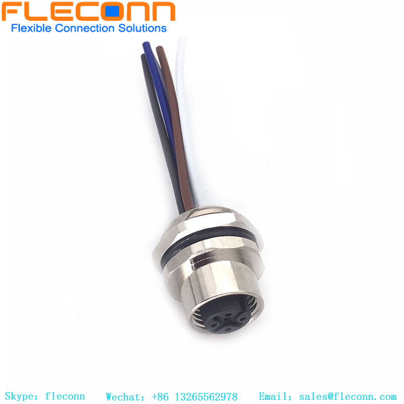 Conector de montaje en panel con codificación A M12 de 5 pines con cable