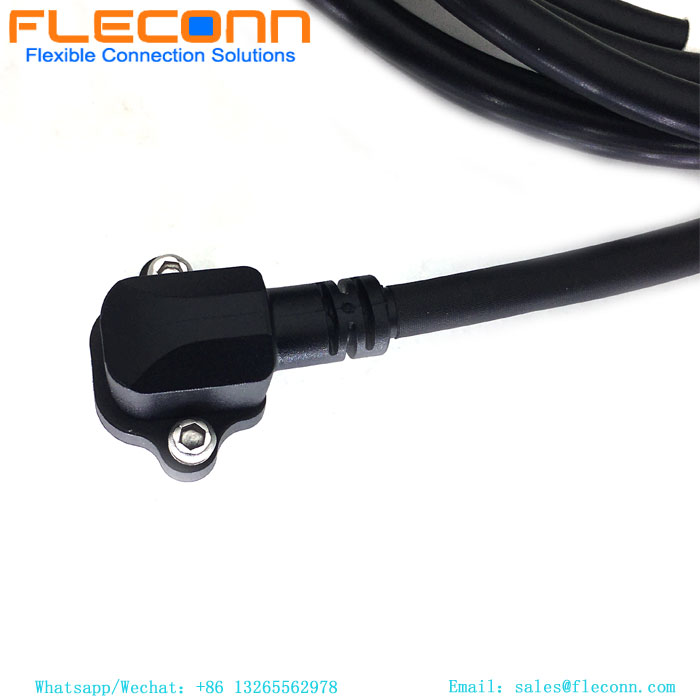 Conector de montaje en panel trasero de 5 polos, código M12 A, con cable para automatización de fábrica